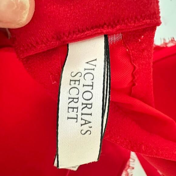 Victorias Secret Dream Angels Push Up Red 38DDD Padded Underwire Lace Adjustable - Picture 6 of 9